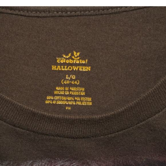 Men’s Brown Graphic T-Shirt – Evil Scarecrow Halloween Horror Theme – Size XL - Picture 4 of 4